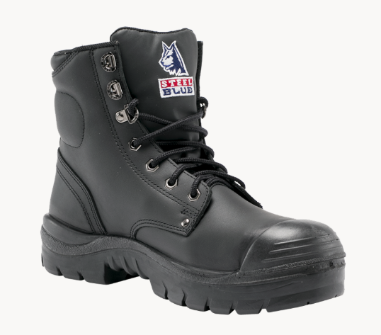 Steel Blue Argyle Lace-Up Safety Boot + Scuff - 332102