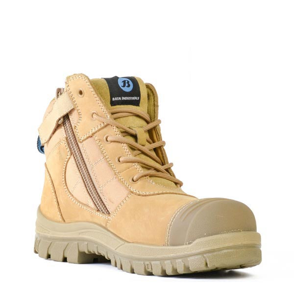 BATA 80488841 Bata Zippy Wheat Nubuck Zip/Lace Safety Boot with Bump