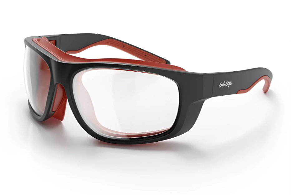 SafeStyle Switches Matte Black/Red Frame Clear Lens Safety Glasses