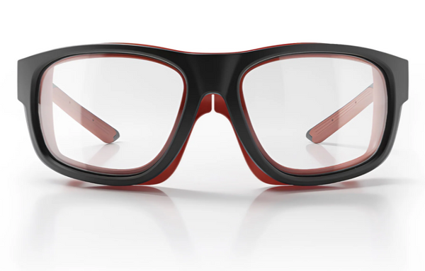 SafeStyle Switches Matte Black/Red Frame Clear Lens Safety Glasses